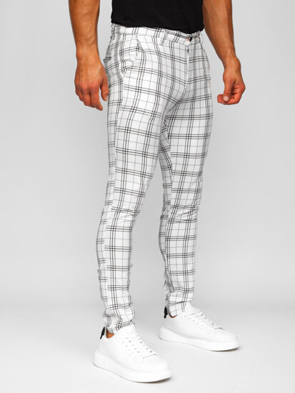 Men's Checkered Chinos White Bolf 0054