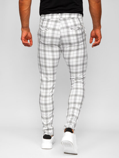 Men's Checkered Chinos White Bolf 0054