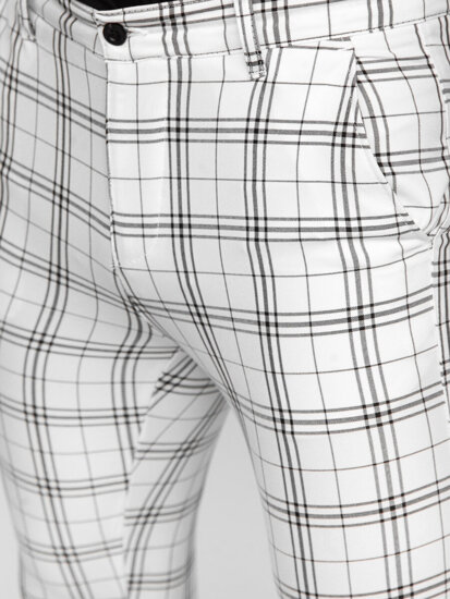 Men's Checkered Chinos White Bolf 0054