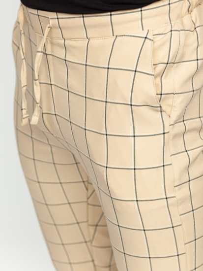 Men's Checkered Joggers Beige Bolf 0064