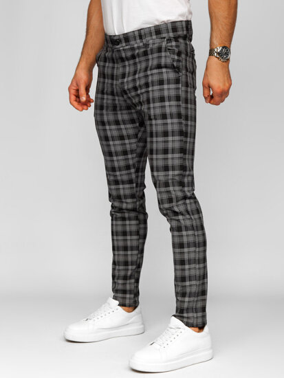 Men's Checkered Joggers Black-White Bolf 184147