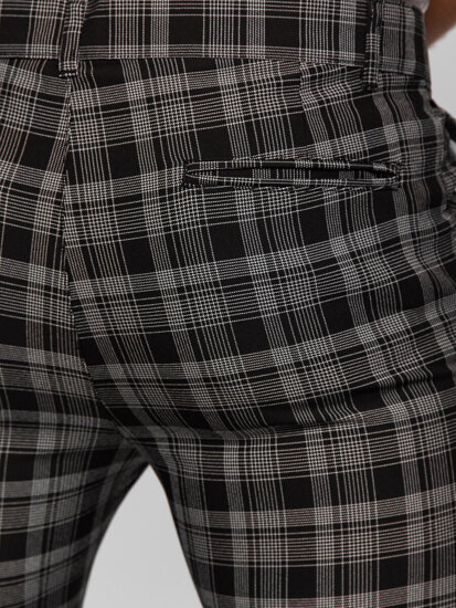 Men's Checkered Joggers Black-White Bolf 184147