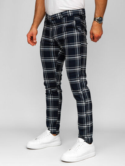 Men's Checkered Joggers Navy Blue Bolf 184144