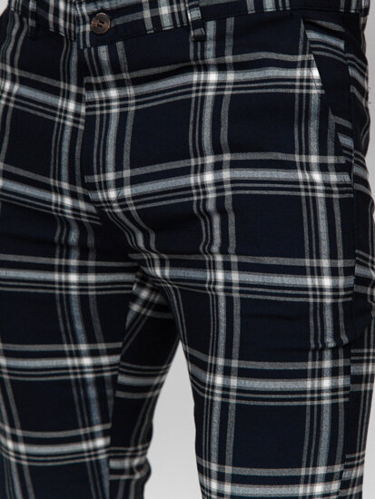 Men's Checkered Joggers Navy Blue Bolf 184144