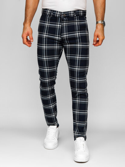 Men's Checkered Joggers Navy Blue Bolf 184144