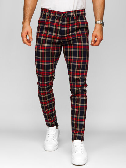 Men's Checkered Joggers Navy Blue Bolf 184165