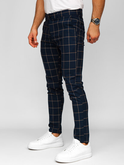 Men's Checkered Joggers Navy Blue Bolf 184177