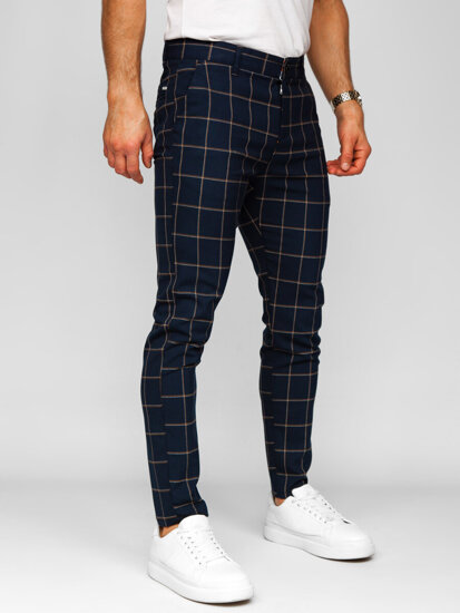 Men's Checkered Joggers Navy Blue Bolf 184177