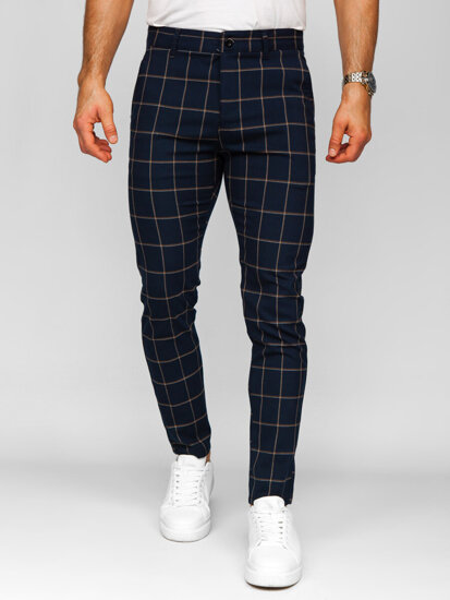 Men's Checkered Joggers Navy Blue Bolf 184177