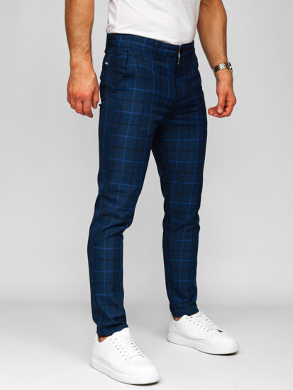 Men's Checkered Joggers Navy Blue Bolf 184195