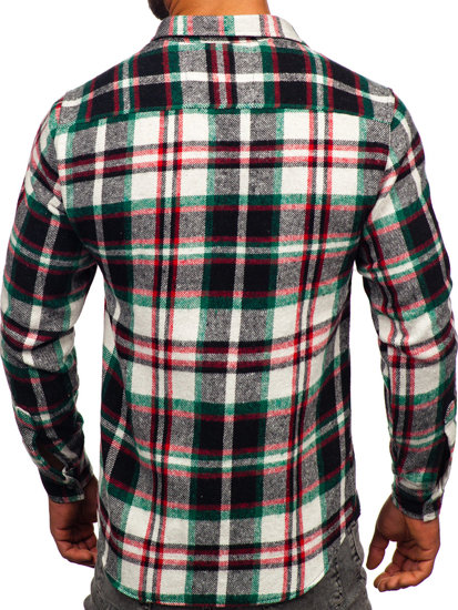 Men's Checkered Long Sleeve Flannel Shirt Red-Green Bolf 22704