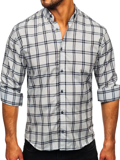 Men's Checkered Long Sleeve Shirt Graphite Bolf 22749