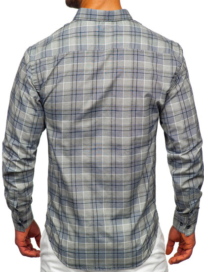 Men's Checkered Long Sleeve Shirt Green Bolf 22748