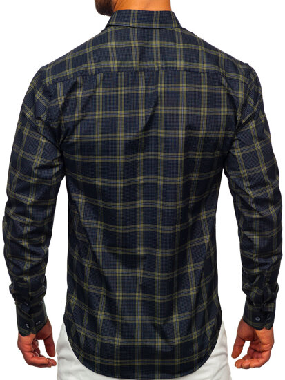 Men's Checkered Long Sleeve Shirt Green Bolf 22749