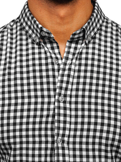 Men's Checkered Long Sleeve Vichy Shirt Black Bolf 22747