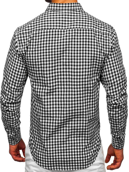 Men's Checkered Long Sleeve Vichy Shirt Black Bolf 22747