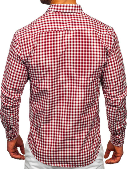 Men's Checkered Long Sleeve Vichy Shirt Red Bolf 22747