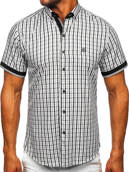 Men’s Checkered Short Sleeve Shirt Black Bolf 4510