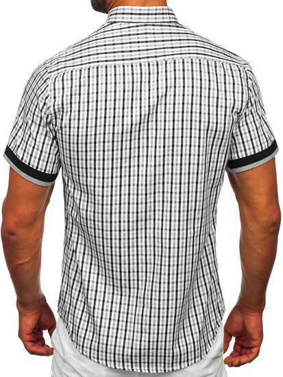 Men’s Checkered Short Sleeve Shirt Black Bolf 4510