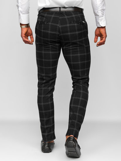 Men's Cotton Checkered Chinos Black Bolf 0036