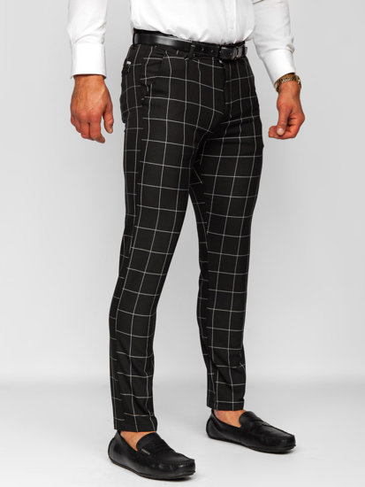 Men's Cotton Checkered Chinos Black Bolf 0040