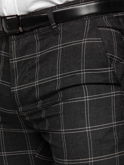 Men's Cotton Checkered Chinos Graphite Bolf 0036