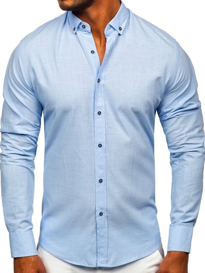 Men's Cotton Long Sleeve Shirt Sky Blue Bolf 20701