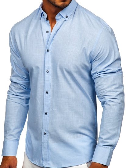 Men's Cotton Long Sleeve Shirt Sky Blue Bolf 20701