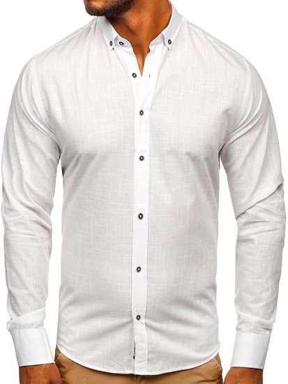 Men's Cotton Long Sleeve Shirt White Bolf 20701