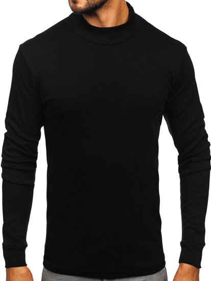 Men’s Cotton Polo Neck Sweater Black Bolf 534