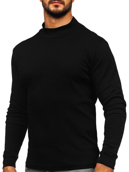 Men’s Cotton Polo Neck Sweater Black Bolf 534