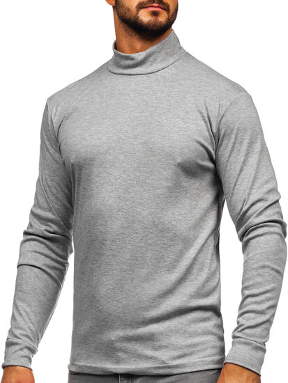 Men’s Cotton Polo Neck Sweater Grey Bolf 534