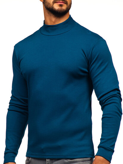 Men’s Cotton Polo Neck Sweater Indigo Bolf 534