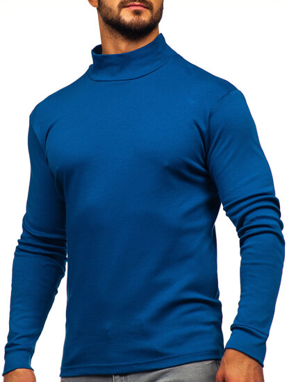 Men’s Cotton Polo Neck Sweater Navy Blue Bolf 534