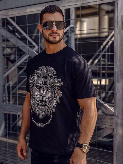 Men's Cotton Printed T-shirt Black Bolf 0202A