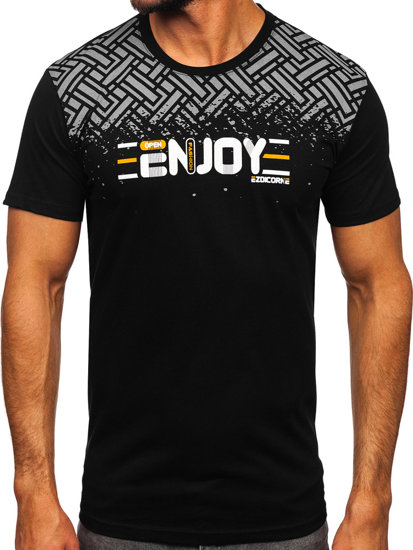 Men's Cotton Printed T-shirt Black Bolf 14720