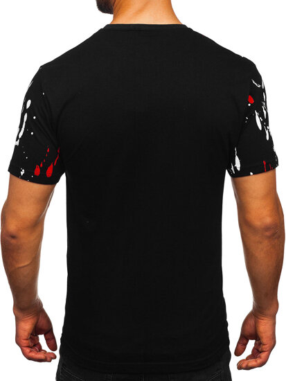 Men's Cotton Printed T-shirt Black-Red Bolf 14727