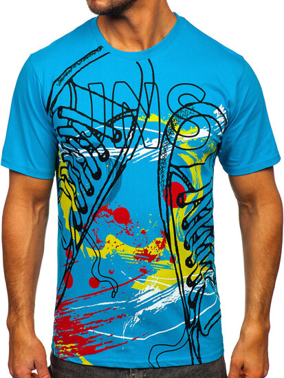 Men's Cotton Printed T-shirt Blue Bolf 143000