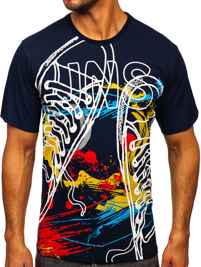 Men's Cotton Printed T-shirt Dark Navy Blue Bolf 143000