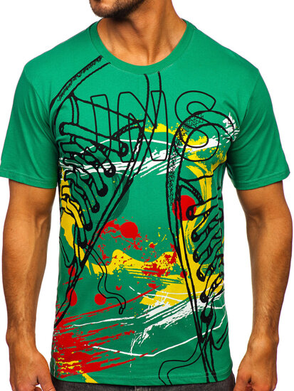 Men's Cotton Printed T-shirt Green Bolf 143000