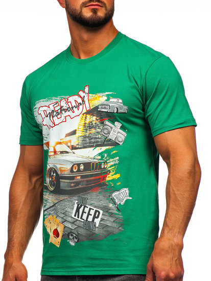 Men's Cotton Printed T-shirt Green Bolf 143004