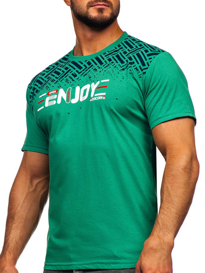 Men's Cotton Printed T-shirt Green Bolf 14720