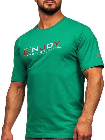 Men's Cotton Printed T-shirt Green Bolf 14739