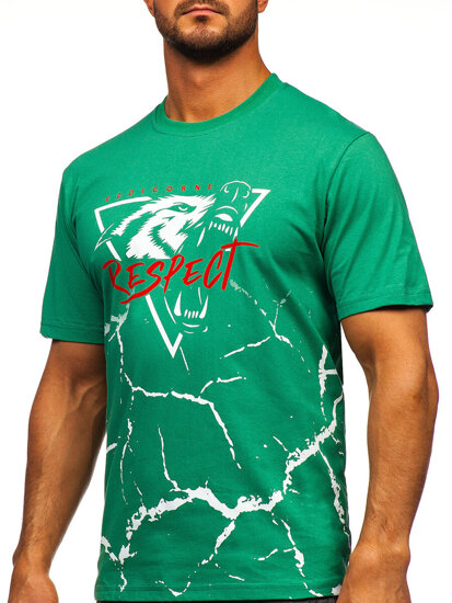 Men's Cotton Printed T-shirt Green Bolf 5035