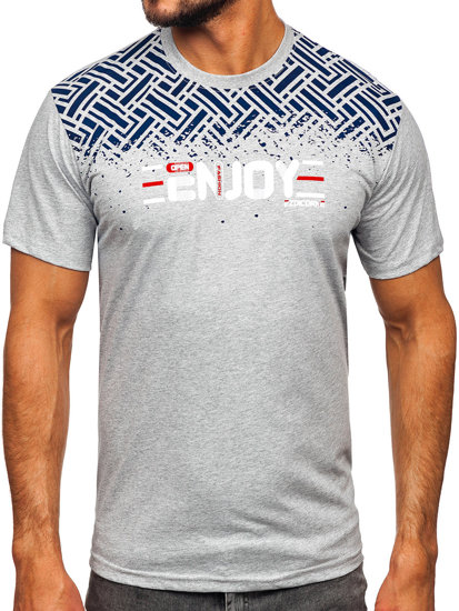 Men's Cotton Printed T-shirt Grey Bolf 14720