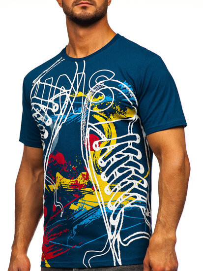 Men's Cotton Printed T-shirt Navy Blue Bolf 143000