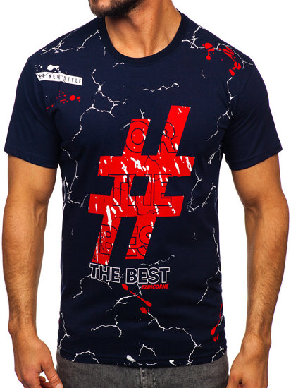 Men's Cotton Printed T-shirt Navy Blue Bolf 14728