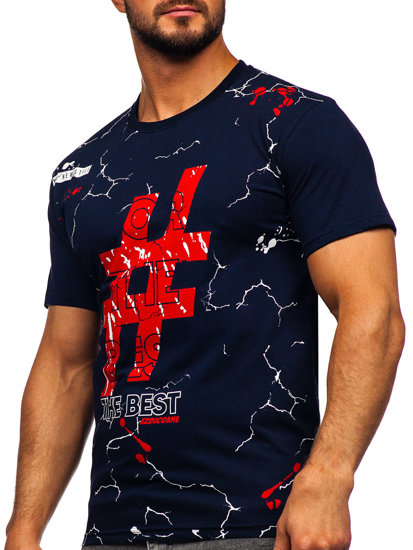 Men's Cotton Printed T-shirt Navy Blue Bolf 14728