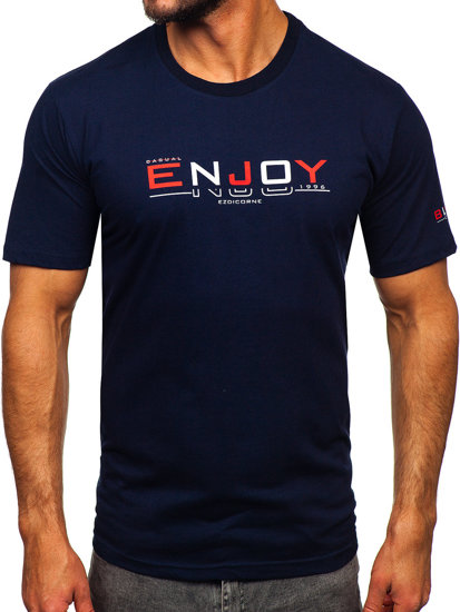 Men's Cotton Printed T-shirt Navy Blue Bolf 14739