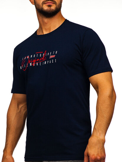 Men's Cotton Printed T-shirt Navy Blue Bolf 5032